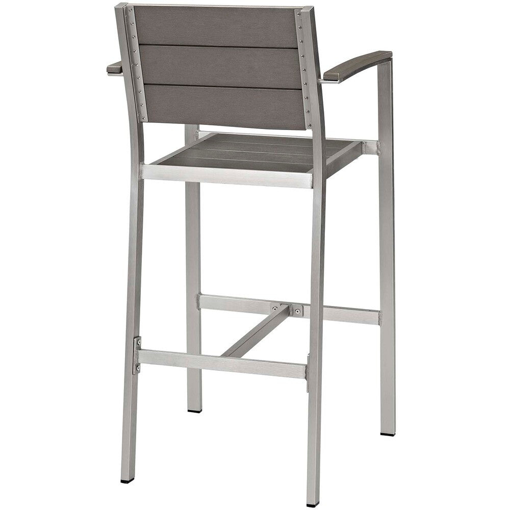 EEI-3155-SLV-GRY-SET Shore Outdoor Patio Aluminum Bar Stool Set of 2 by Modway