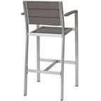 EEI-3155-SLV-GRY-SET Shore Outdoor Patio Aluminum Bar Stool Set of 2 by Modway