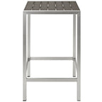 EEI-2256-SLV-GRY Shore Outdoor Patio Aluminum Bar Table by Modway