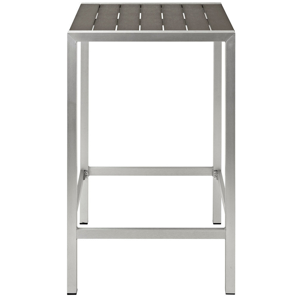 EEI-2256-SLV-GRY Shore Outdoor Patio Aluminum Bar Table by Modway