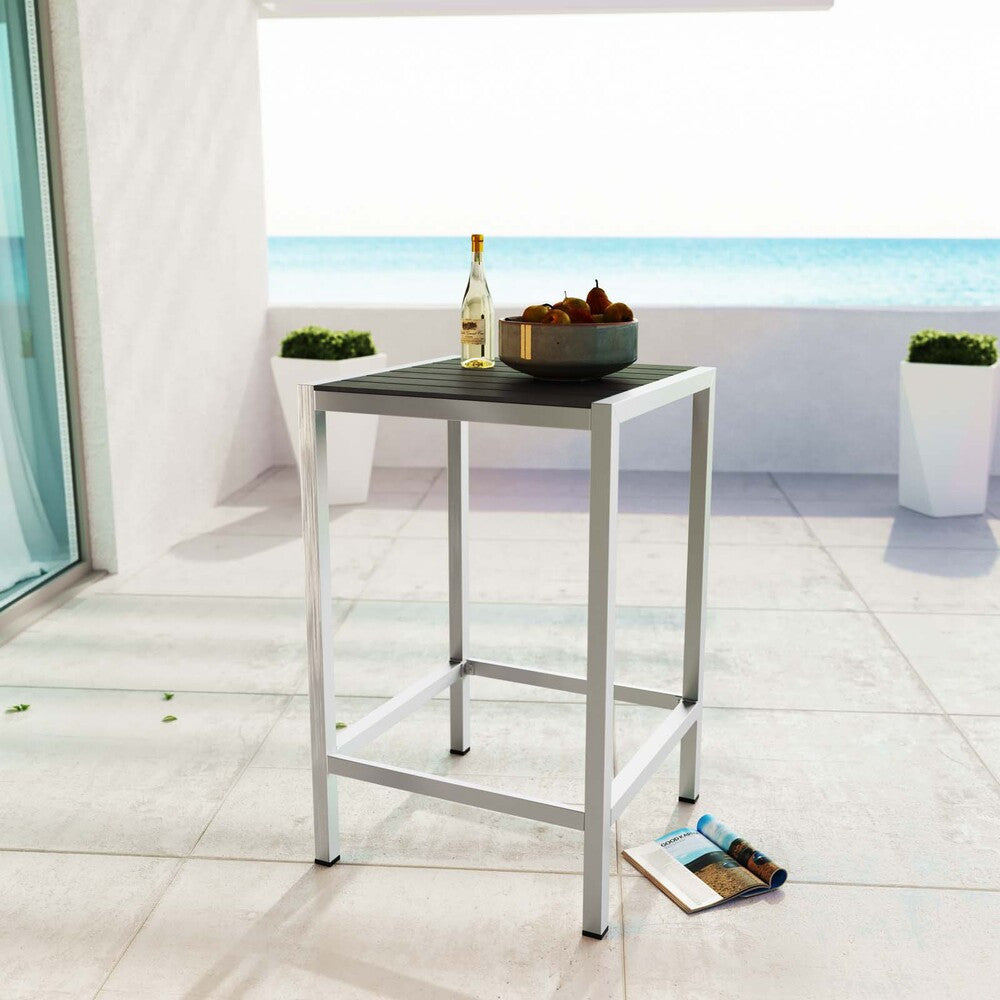 EEI-2256-SLV-GRY Shore Outdoor Patio Aluminum Bar Table by Modway