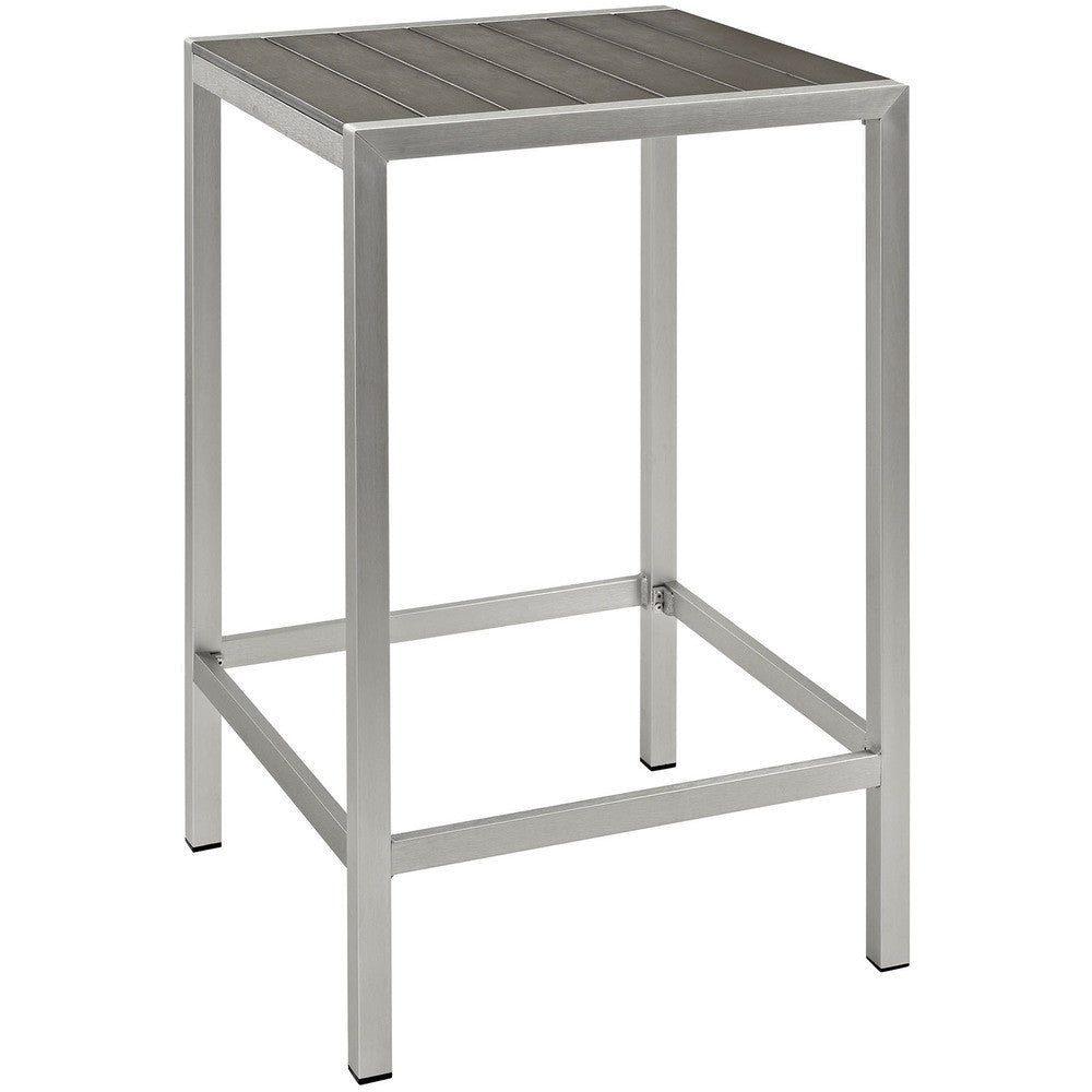 EEI-2256-SLV-GRY Shore Outdoor Patio Aluminum Bar Table by Modway