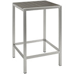 Modway EEI-2256-SLV-GRY Shore Outdoor Patio Aluminum Bar Table Silver Gray