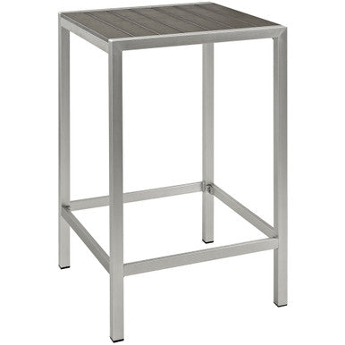 Modway EEI-2256-SLV-GRY Shore Outdoor Patio Aluminum Bar Table Silver Gray