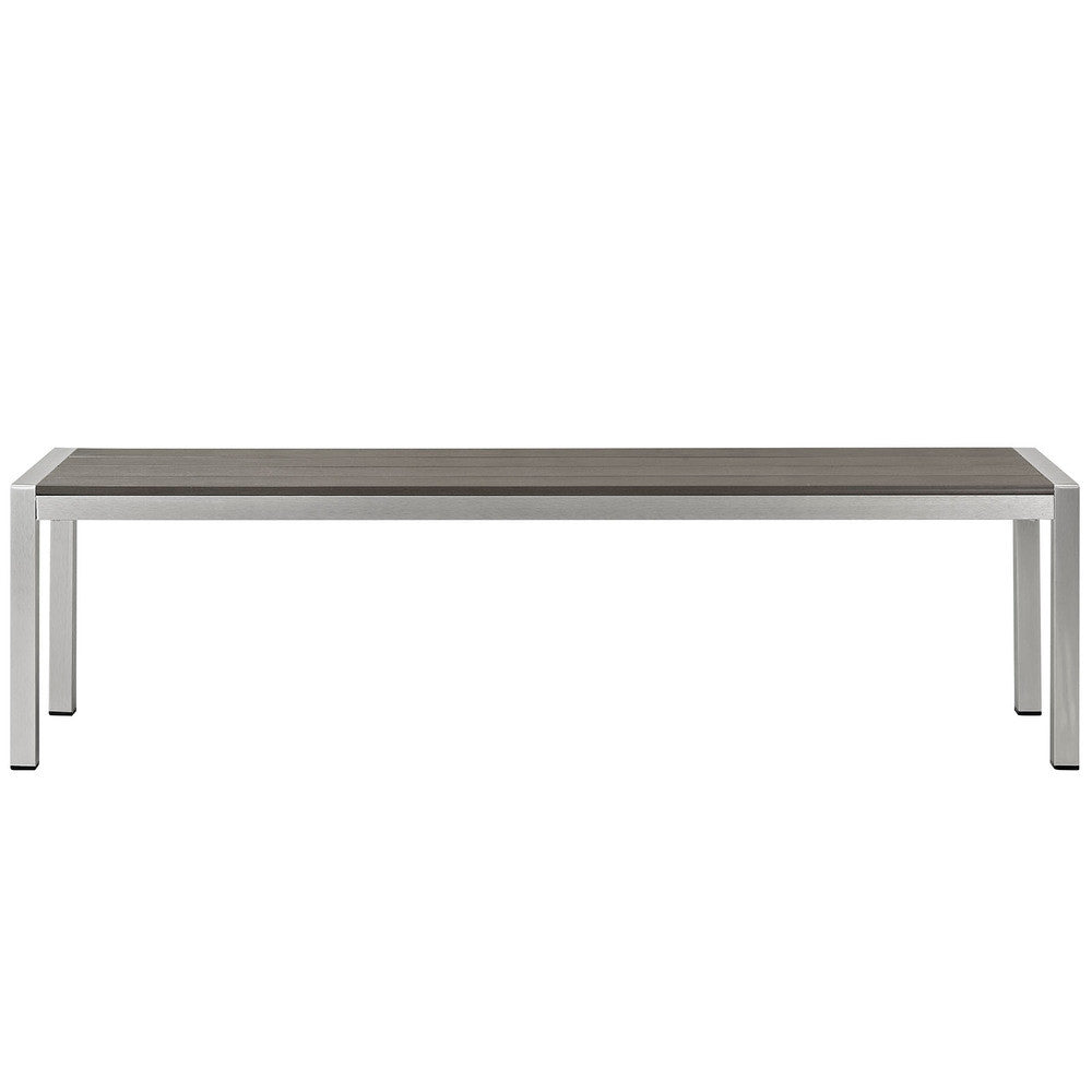 EEI-2252-SLV-GRY Shore Outdoor Patio Aluminum Bench by Modway