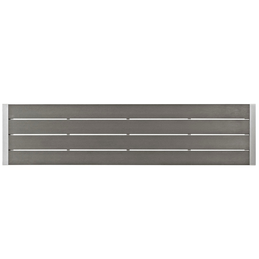 EEI-2252-SLV-GRY Shore Outdoor Patio Aluminum Bench by Modway