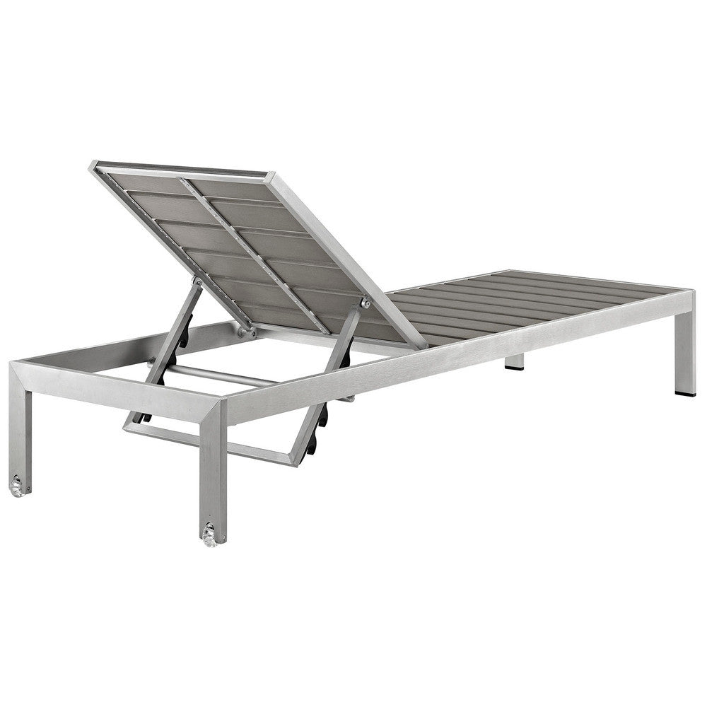 EEI-2247-SLV-GRY Shore Outdoor Patio Aluminum Chaise by Modway