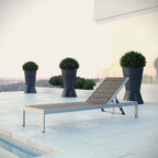 EEI-2247-SLV-GRY Shore Outdoor Patio Aluminum Chaise by Modway
