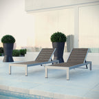 EEI-2467-SLV-GRY-SET Shore Outdoor Patio Aluminum Chaise Set of 2 by Modway