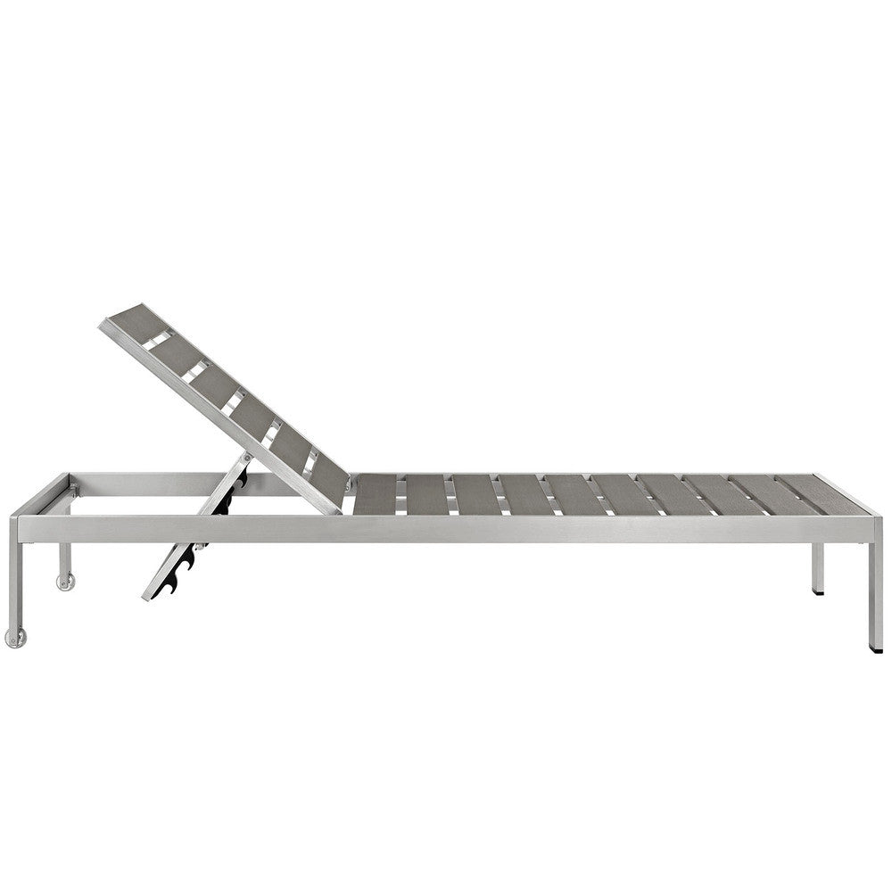 EEI-2468-SLV-GRY-SET Shore Outdoor Patio Aluminum Chaise Set of 4 by Modway