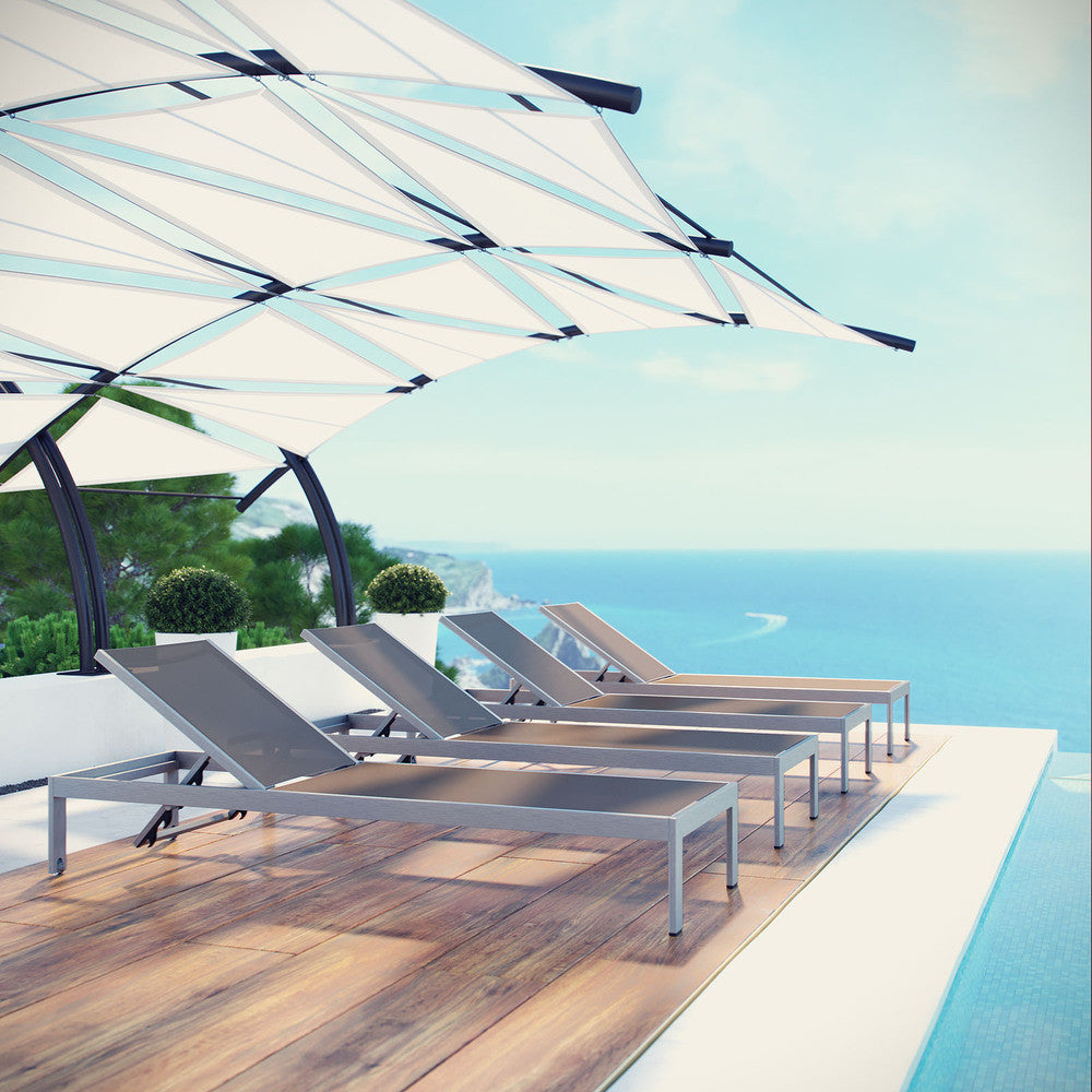 EEI-2473 Shore Outdoor Patio Aluminum Chaise Set of 4 by Modway