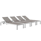 EEI-2473 Shore Outdoor Patio Aluminum Chaise Set of 4 by Modway