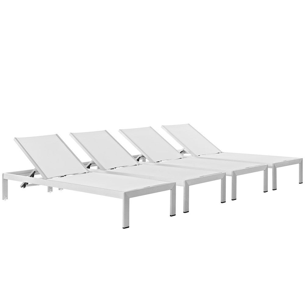 EEI-2473 Shore Outdoor Patio Aluminum Chaise Set of 4 by Modway