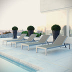 EEI-2478-SLV-GRY-SET Shore Outdoor Patio Aluminum Chaise Set of 4 by Modway