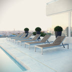 EEI-2469-SLV-GRY-SET Shore Outdoor Patio Aluminum Chaise Set of 6 by Modway