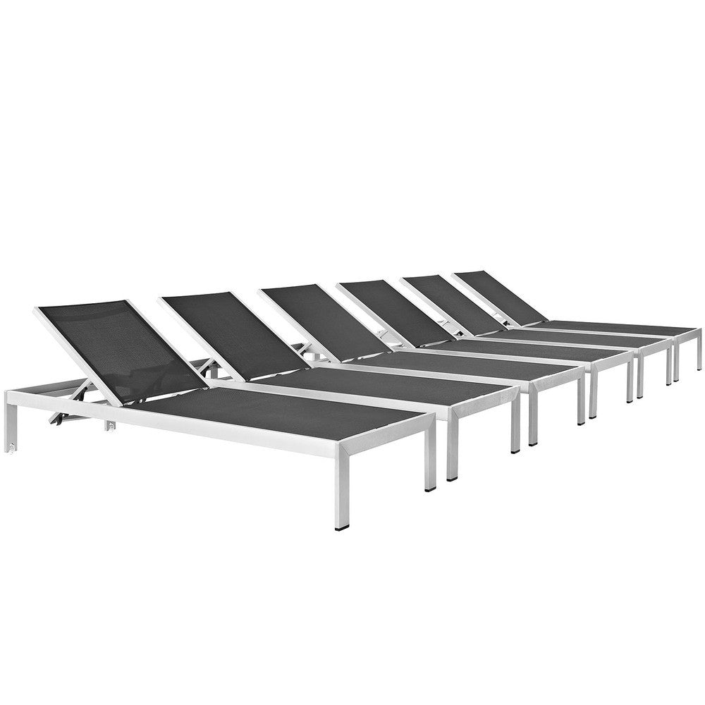EEI-2474 Shore Outdoor Patio Aluminum Chaise Set of 6 by Modway