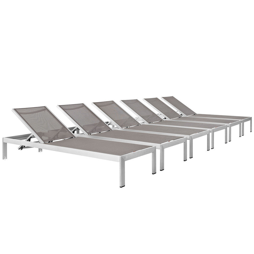 EEI-2474 Shore Outdoor Patio Aluminum Chaise Set of 6 by Modway