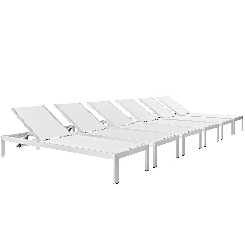 EEI-2474 Shore Outdoor Patio Aluminum Chaise Set of 6 by Modway