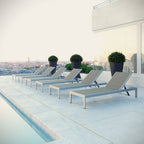 EEI-2479-SLV-GRY-SET Shore Outdoor Patio Aluminum Chaise Set of 6 by Modway