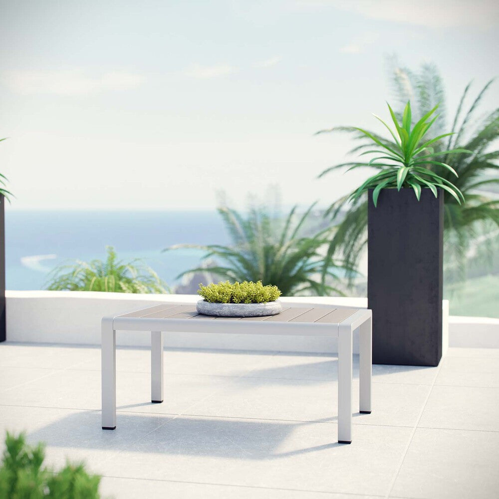 EEI-2268-SLV-GRY Shore Outdoor Patio Aluminum Coffee Table by Modway