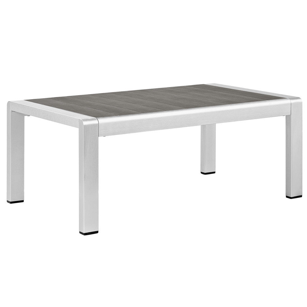 EEI-2268-SLV-GRY Shore Outdoor Patio Aluminum Coffee Table by Modway