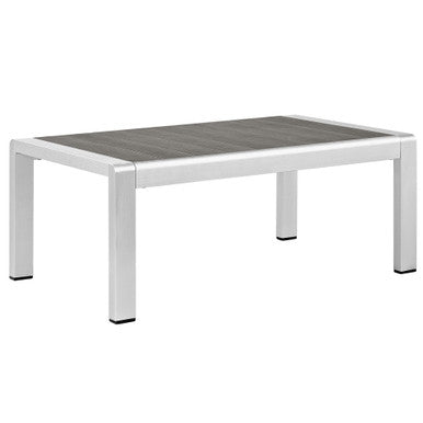 Modway EEI-2268-SLV-GRY Shore Outdoor Patio Aluminum Coffee Table Silver Gray