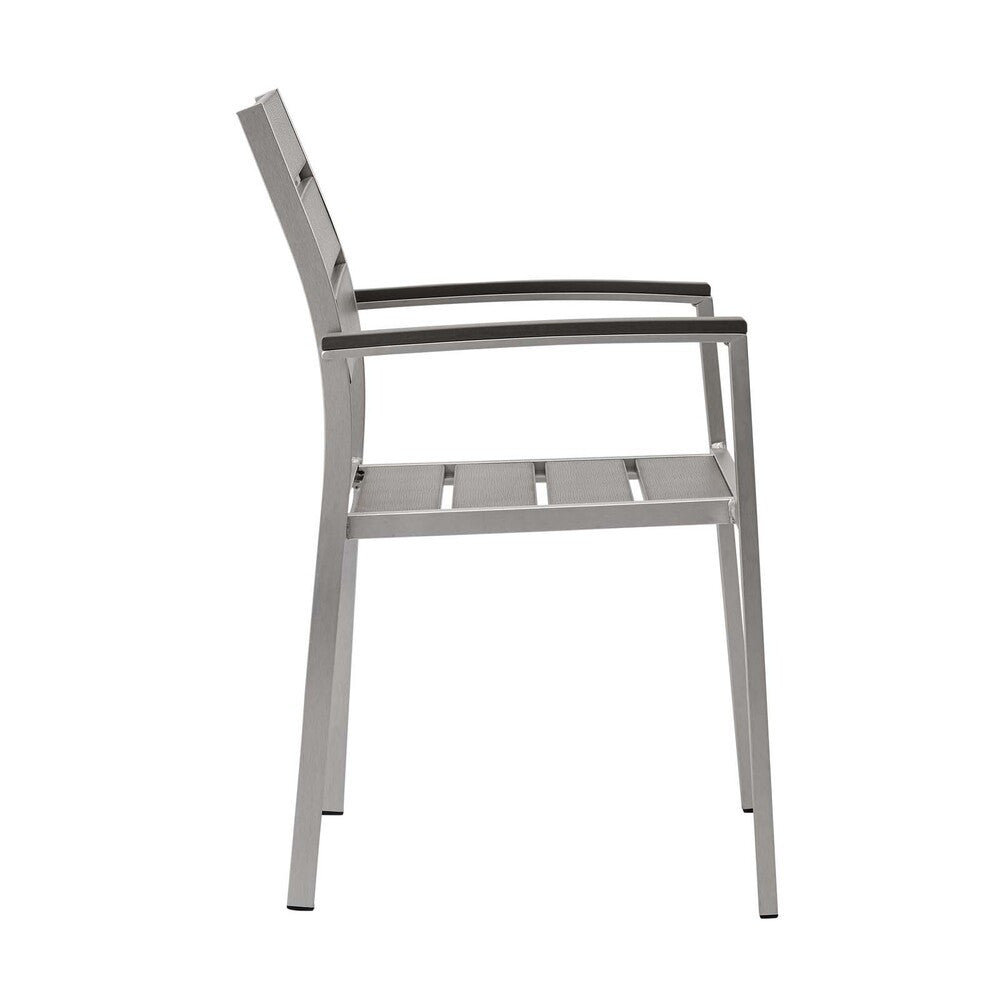 EEI-3130-SLV-GRY Shore Outdoor Patio Aluminum Dining Armchair by Modway