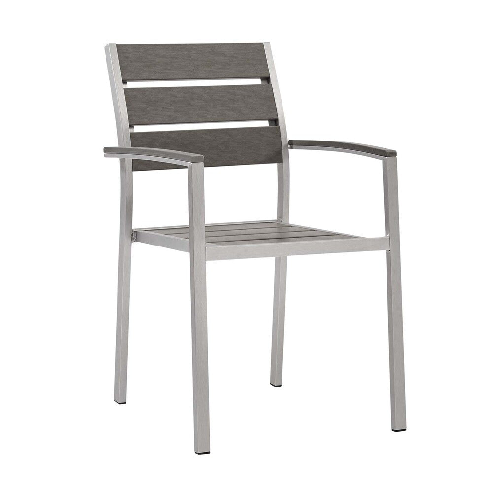 EEI-4042-SLV-GRY Shore Outdoor Patio Aluminum Dining Armchair Set of 2 by Modway