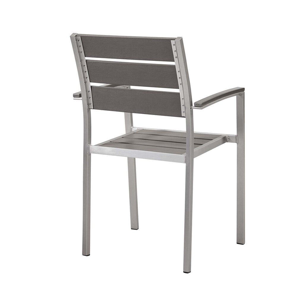 EEI-4042-SLV-GRY Shore Outdoor Patio Aluminum Dining Armchair Set of 2 by Modway