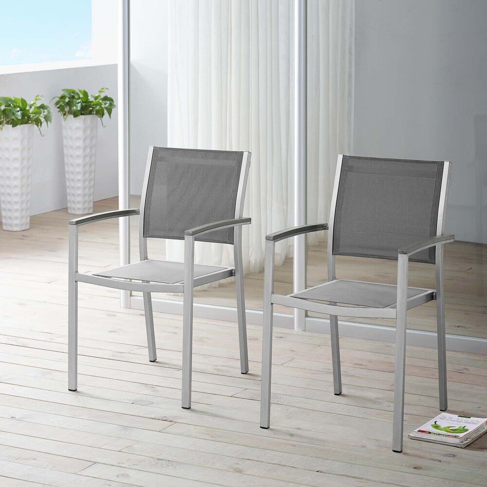 EEI-2586 Shore Outdoor Patio Aluminum Dining Chair Set of 2 by Modway