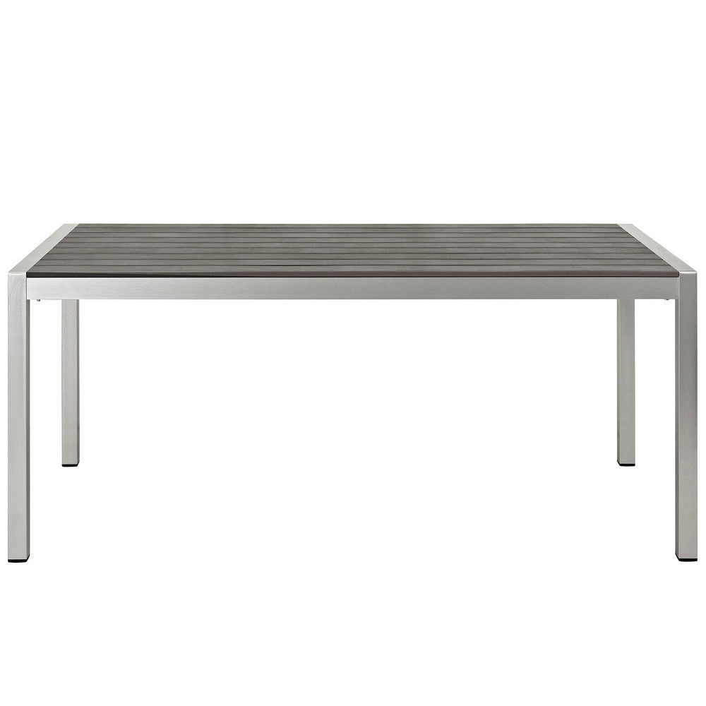EEI-2251-SLV-GRY Shore Outdoor Patio Aluminum Dining Table by Modway