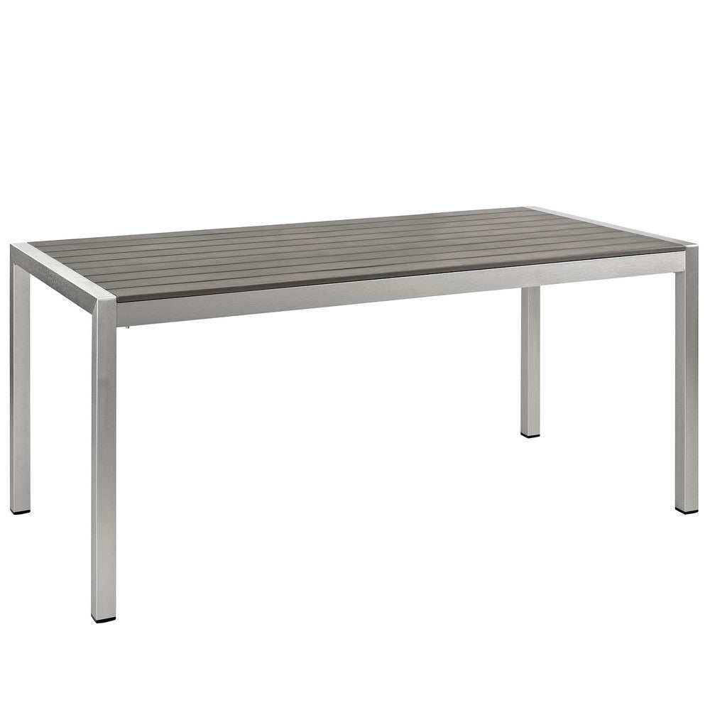 EEI-2251-SLV-GRY Shore Outdoor Patio Aluminum Dining Table by Modway