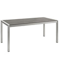 Modway EEI-2251-SLV-GRY Shore Outdoor Patio Aluminum Dining Table Silver Gray
