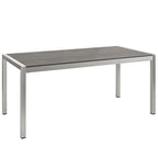 Modway EEI-2251-SLV-GRY Shore Outdoor Patio Aluminum Dining Table Silver Gray