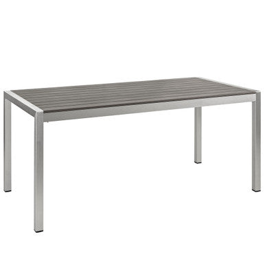 Modway EEI-2251-SLV-GRY Shore Outdoor Patio Aluminum Dining Table Silver Gray