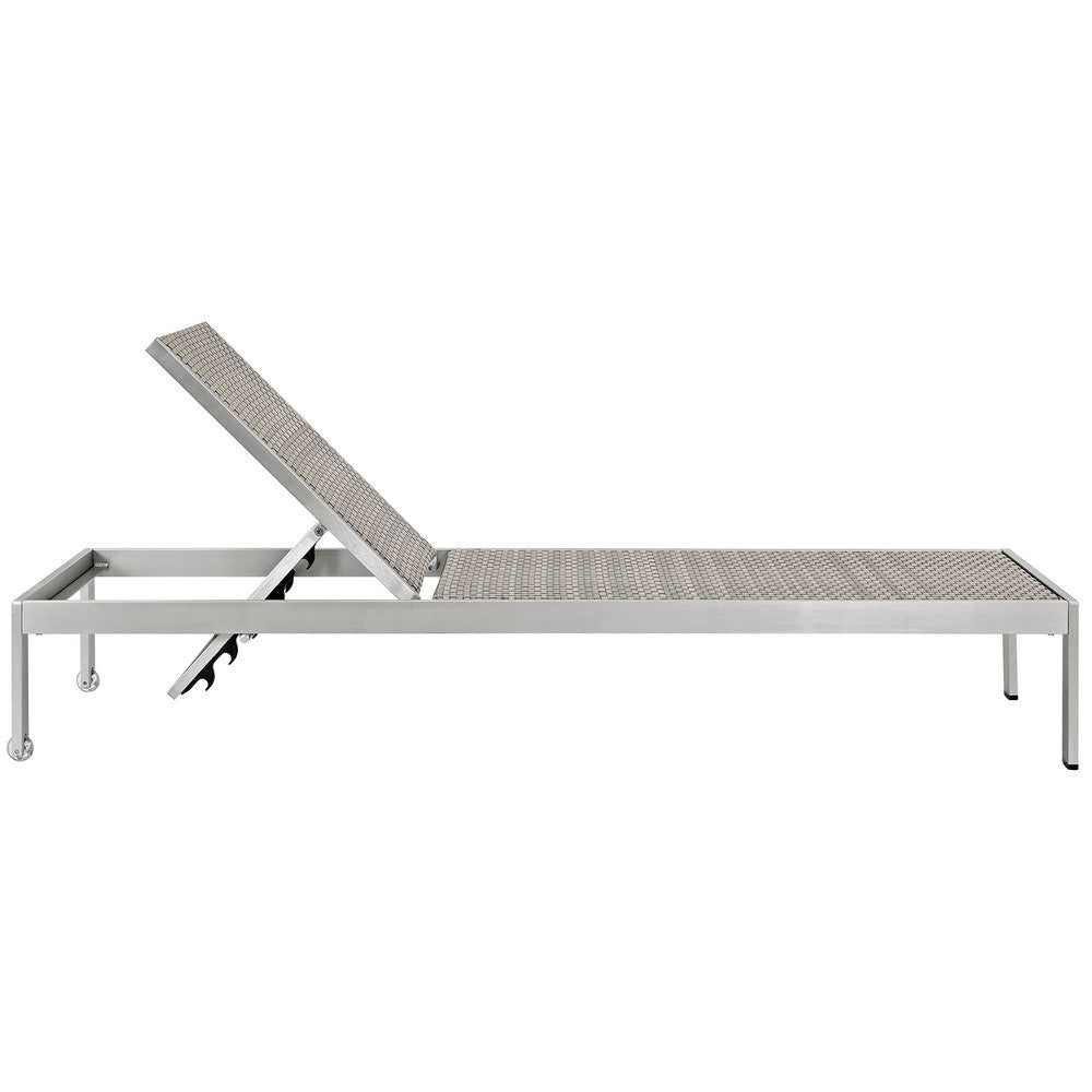 EEI-2250-SLV-GRY Shore Outdoor Patio Aluminum Rattan Chaise by Modway