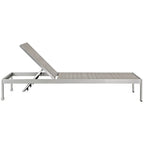 EEI-2250-SLV-GRY Shore Outdoor Patio Aluminum Rattan Chaise by Modway