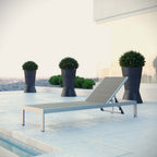 EEI-2250-SLV-GRY Shore Outdoor Patio Aluminum Rattan Chaise by Modway
