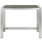 EEI-2253-SLV-GRY Shore Outdoor Patio Aluminum Rectangle Bar Table by Modway