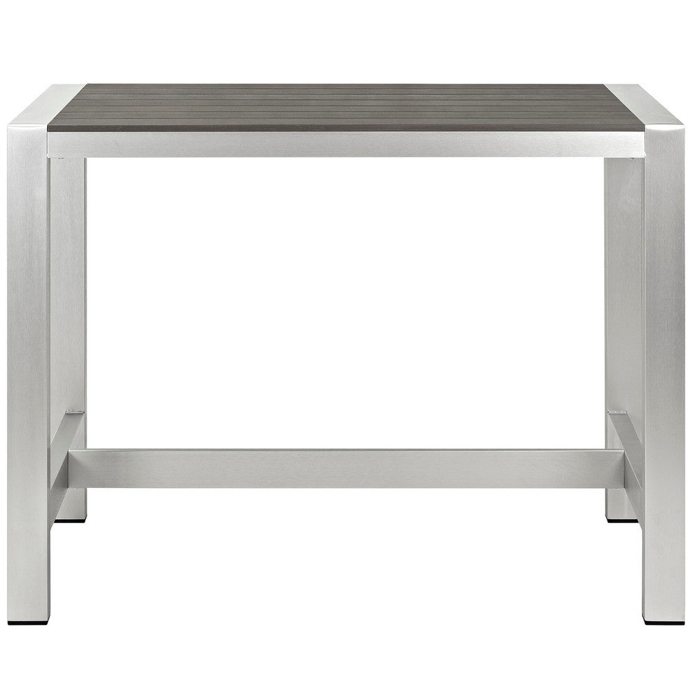 EEI-2253-SLV-GRY Shore Outdoor Patio Aluminum Rectangle Bar Table by Modway