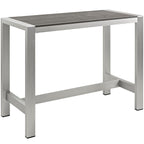 EEI-2253-SLV-GRY Shore Outdoor Patio Aluminum Rectangle Bar Table by Modway