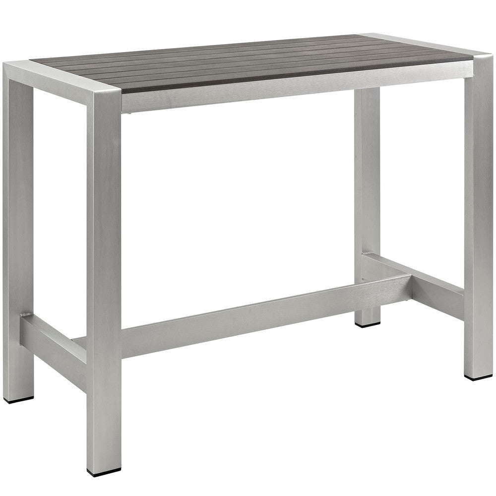 EEI-2253-SLV-GRY Shore Outdoor Patio Aluminum Rectangle Bar Table by Modway