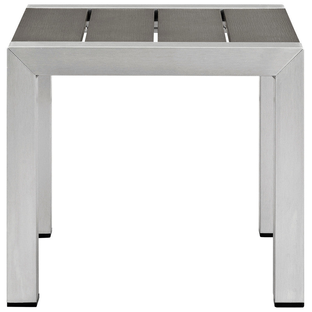 EEI-2248-SLV-GRY Shore Outdoor Patio Aluminum Side Table by Modway
