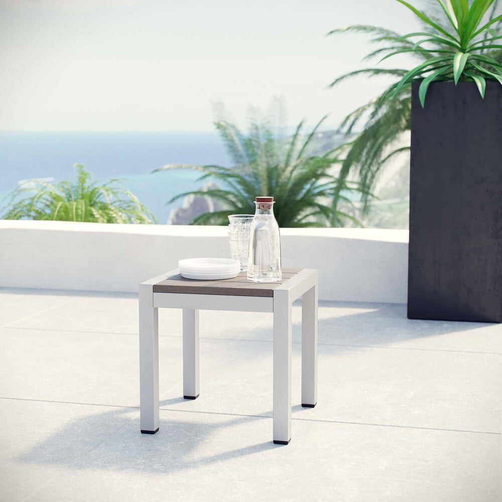 EEI-2248-SLV-GRY Shore Outdoor Patio Aluminum Side Table by Modway