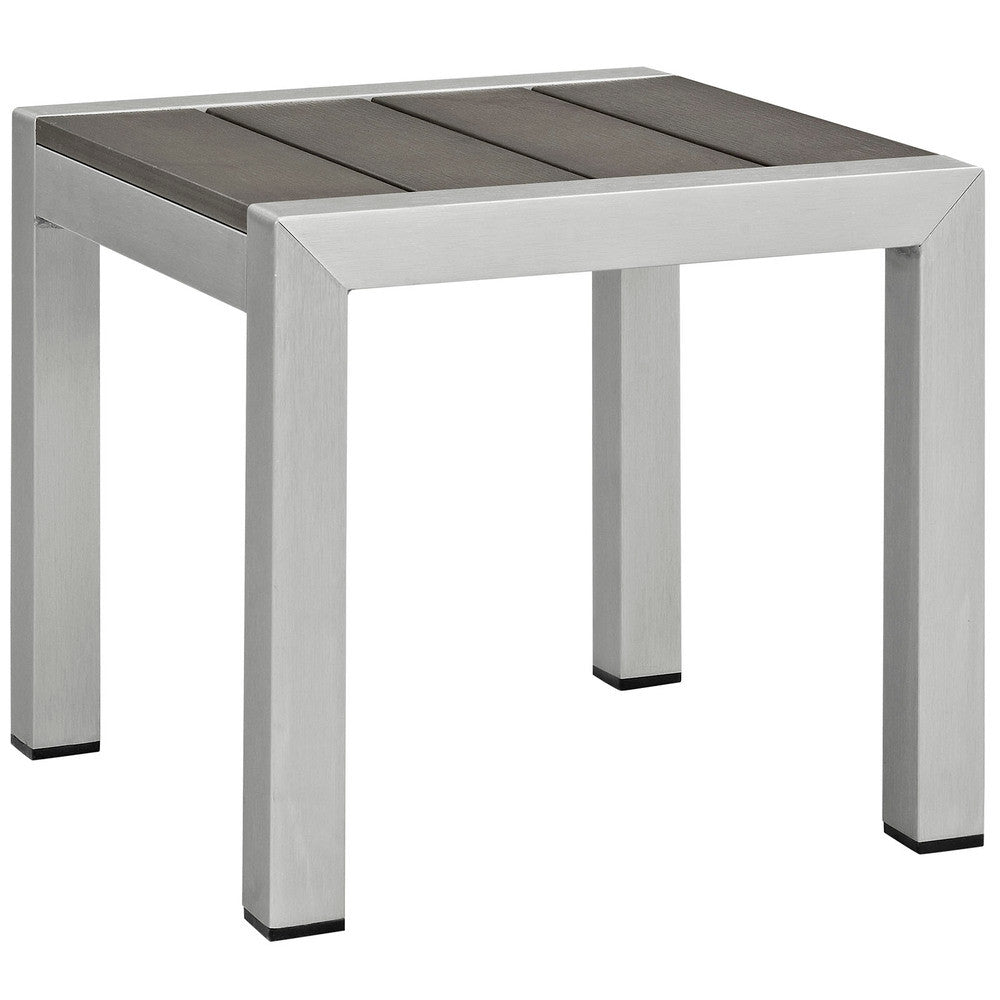 EEI-2248-SLV-GRY Shore Outdoor Patio Aluminum Side Table by Modway
