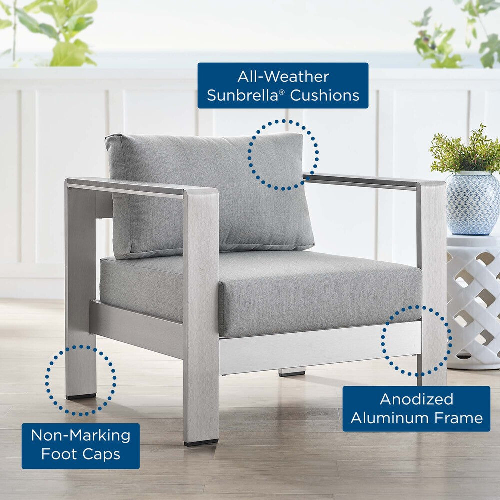 EEI-4225 Shore Sunbrella&reg; Fabric Aluminum Outdoor Patio Armchair by Modway