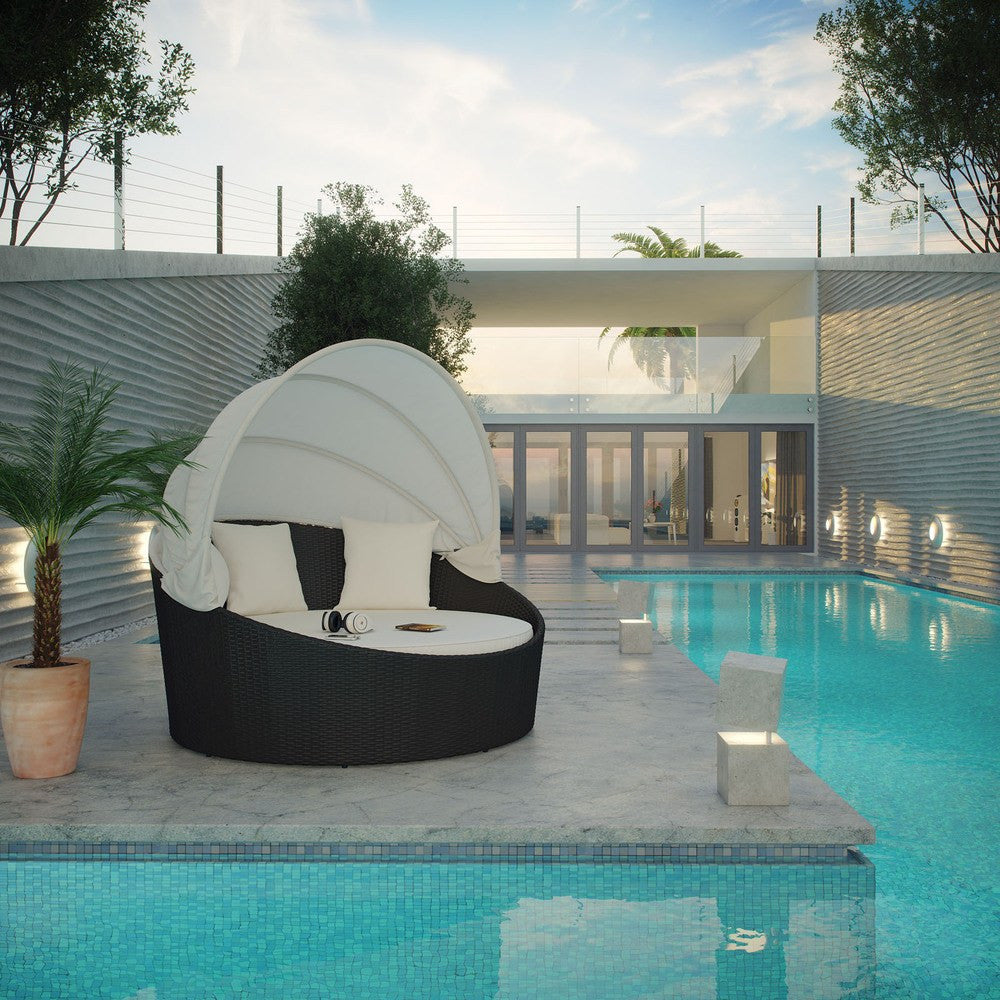 EEI-642-EXP-WHI Siesta Canopy Outdoor Patio Daybed by Modway