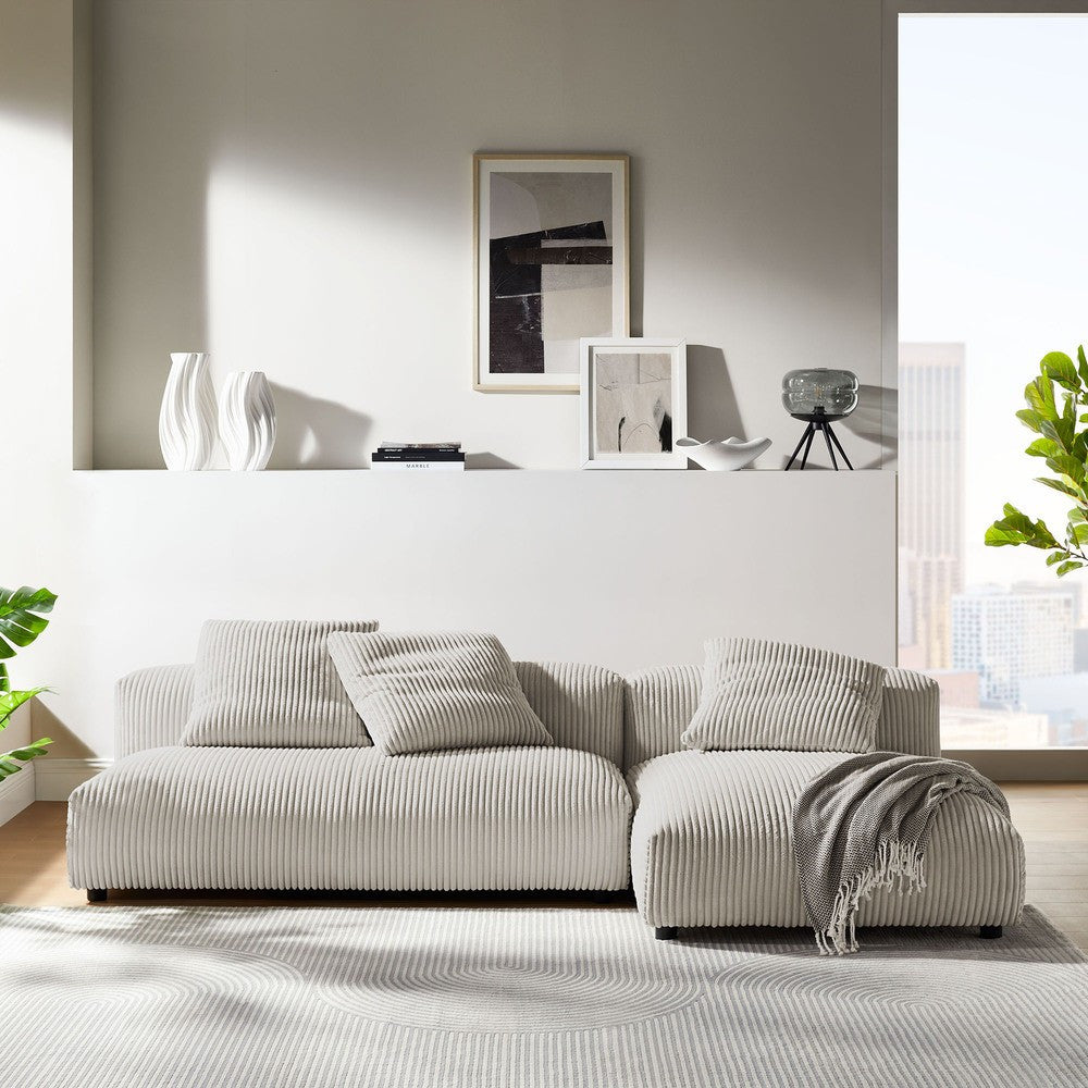 EEI-7024 Solace 2-Piece Modular Corduroy Upholstered Sectional Sofa With Chaise by Modway