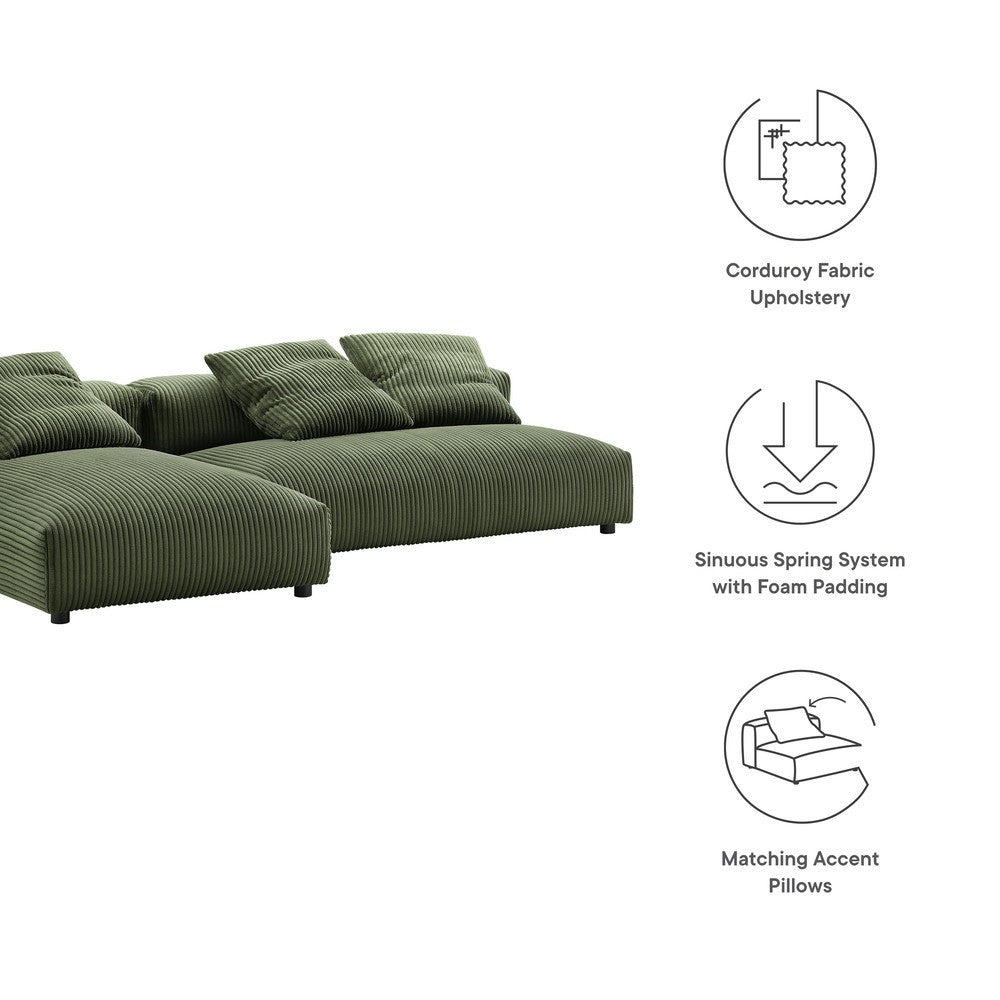 EEI-7024 Solace 2-Piece Modular Corduroy Upholstered Sectional Sofa With Chaise by Modway