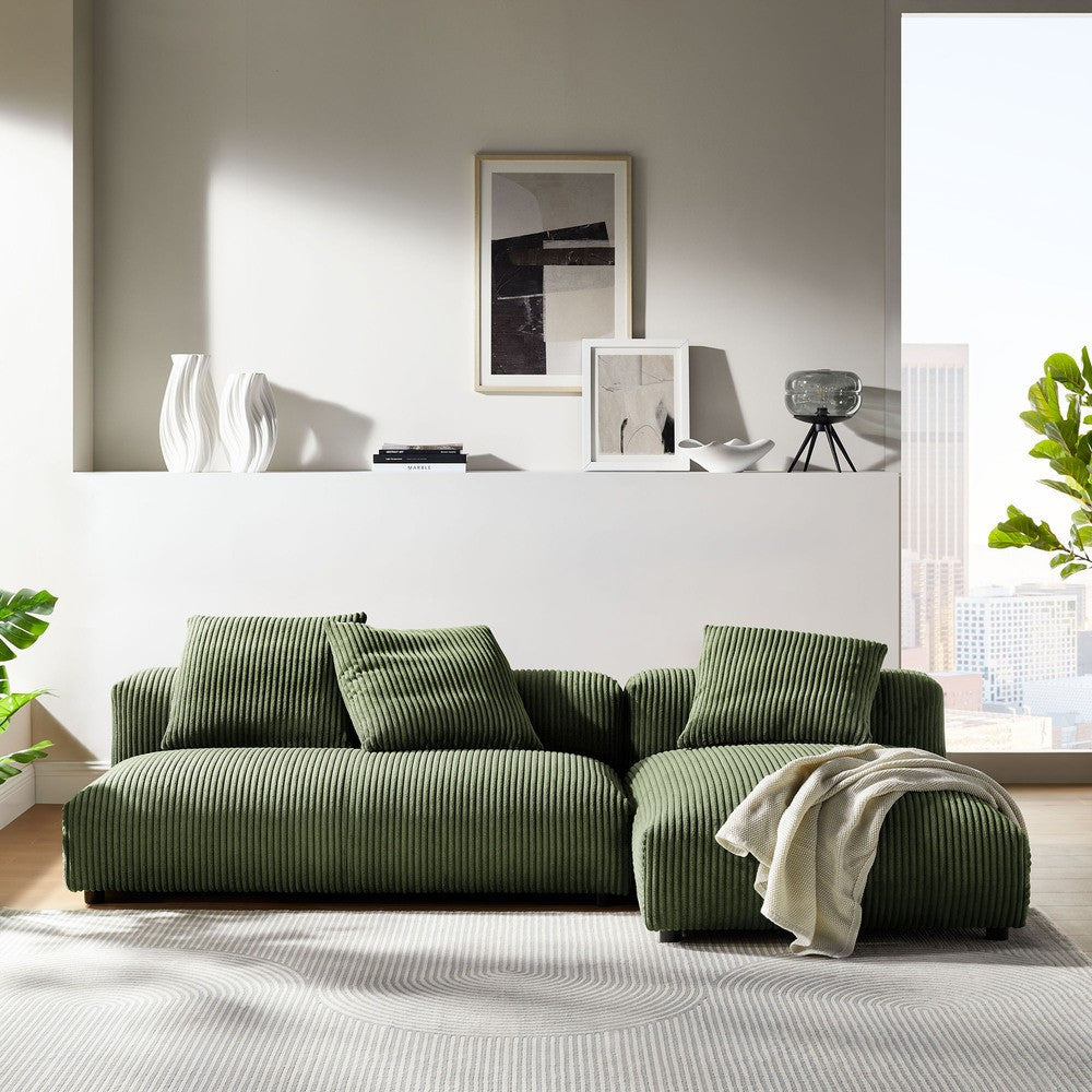 EEI-7024 Solace 2-Piece Modular Corduroy Upholstered Sectional Sofa With Chaise by Modway